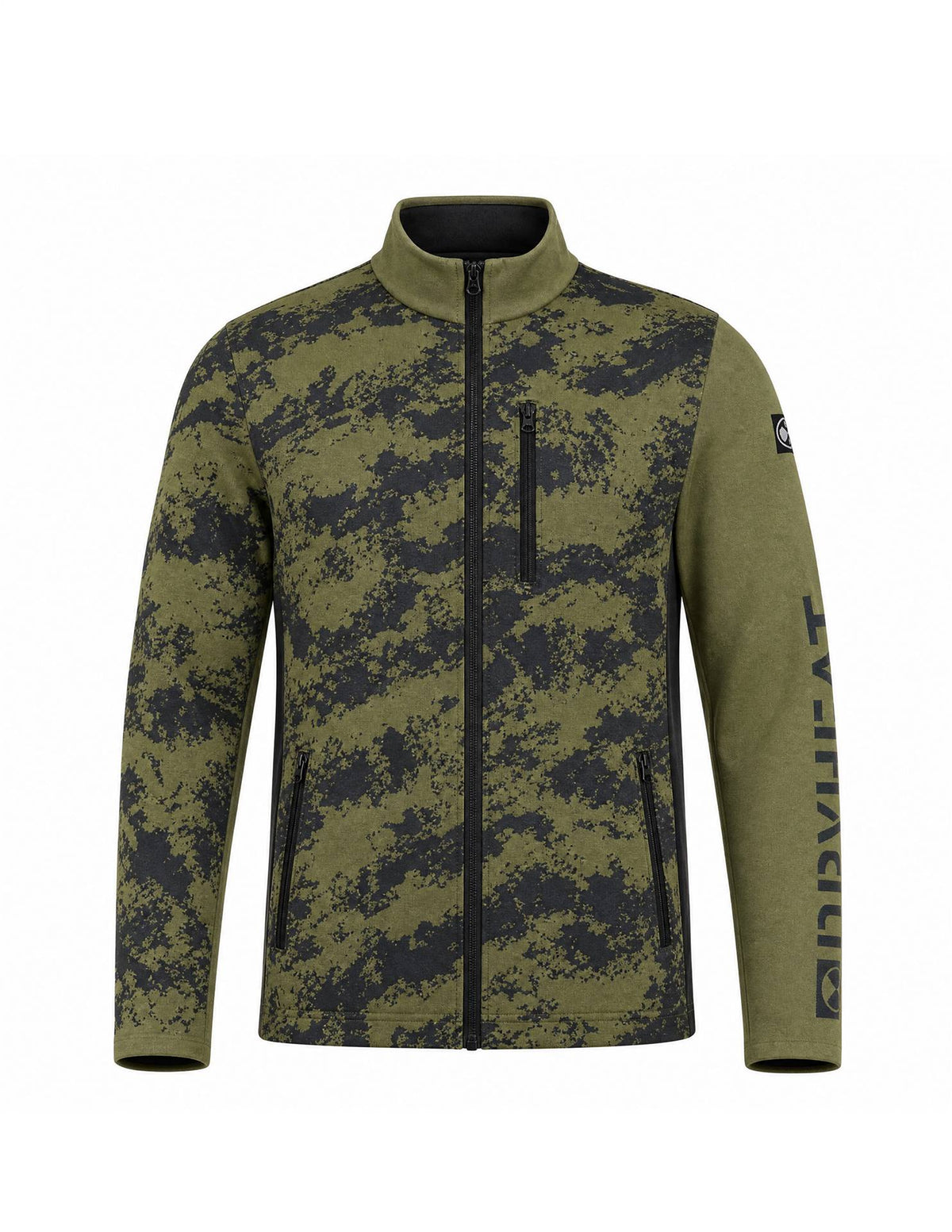 DHtech Piqué Felpa Full Zip Camouflage Uomo – Grigio/Militare
